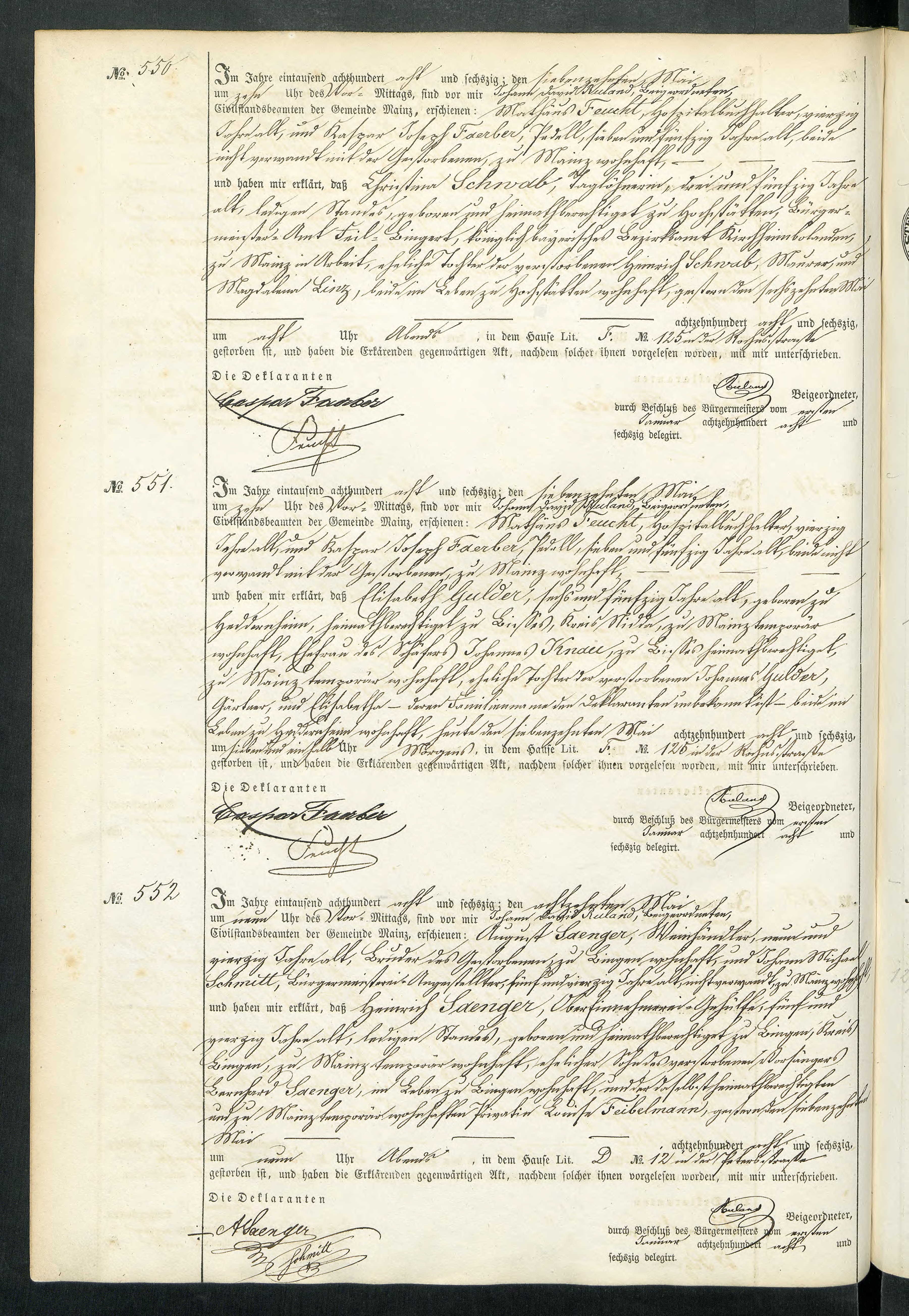 Heinrich Saenger Death Record